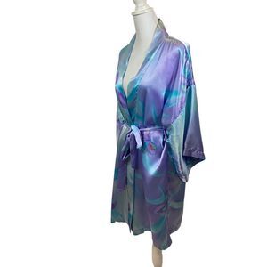 Vintage California Dynasty Brand Pastel Floral Robe with Brlt One Size‎